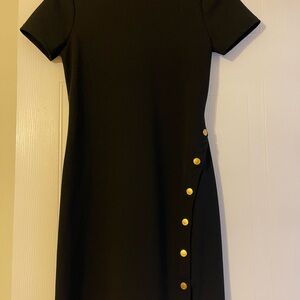 Michael Kors Black Mini Dress with Gold Buttons